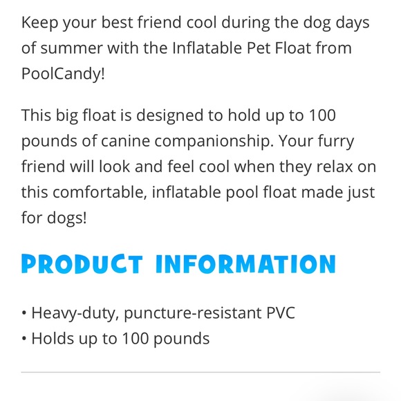 INFLATABLE
DOG POOL
FLOAT LARGE
SIZE - Picture 3 of 7